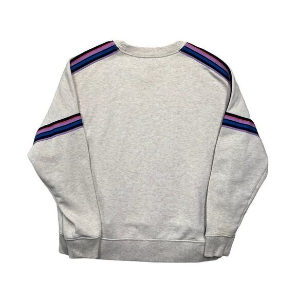 Aerie Women's Oversized Cream Colorful Striped Crewneck Sweatshirt - Picture 5 of 11